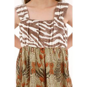 Vestido largo con mix de estampados para niña