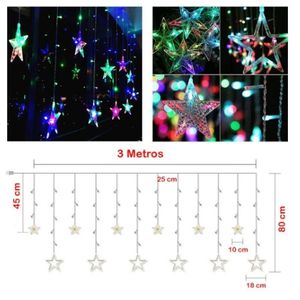 Extensión Luces Led Estrella X3 Metros Luz Navidad Multicolor