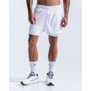 Pantaloneta Running Con Licra Interna,  Color Blanco Para Hombre