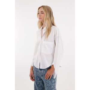 Camisa manga larga con bolsillo blanca para mujer