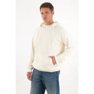 Buzo tipo hoodie con capucha crudo para hombre