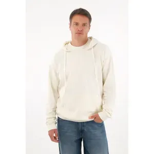 Buzo tipo hoodie con capucha crudo para hombre