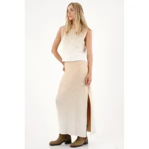 Falda larga tejida con diseño degradé para mujer
