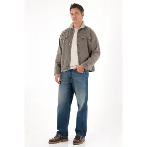 Jean Loose tiro medio azul para hombre