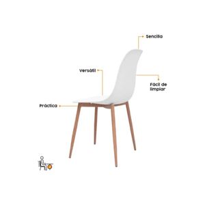 Silla Bonno Diseño Lotti Blanco, Estructura Beige, 1 Set.