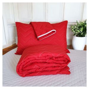 Protector de Colchón Acolchado  + 2 Fundas de Almohada – Color Rojo