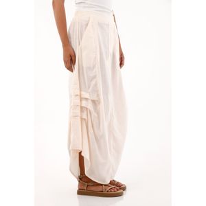 Falda larga con bolsillos de parche crudo para mujer