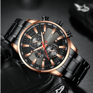 Reloj Curren 8351 Cronógrafo En Acero Para Hombre Negro - Dorado