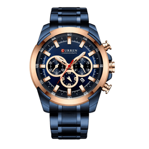 Reloj Curren 8361 Cronógrafo En Acero Para Hombre Azul