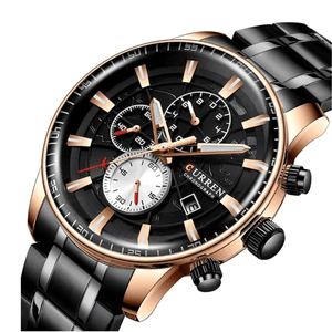 Reloj Curren 8362 Cronógrafo En Acero Negro Para Hombre