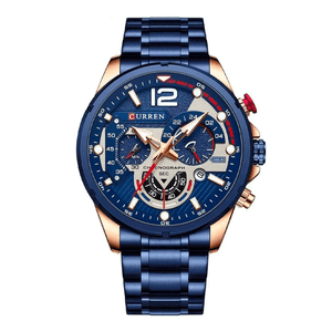 Reloj Curren 8395 Cronógrafo  En Acero Para Hombre Azul