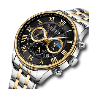 Reloj Curren 8427 Cronógrafo En Acero Para Hombre Plateado - Dorado