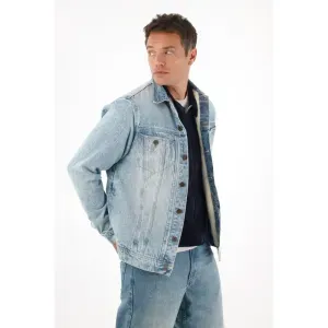 Chaqueta tipo Trucker azul para hombre