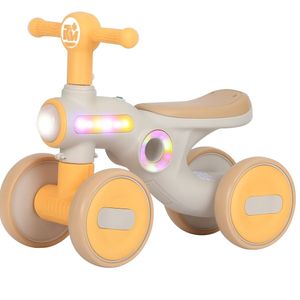 Triciclo Juguete Cuatro Ruedas Con Luces Led Amarillo