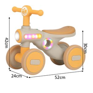 Triciclo Juguete Cuatro Ruedas Con Luces Led Amarillo