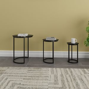 Mesas Tipo Marmol - Set De 3 45cm / 38cm / 30cm Dark Marble