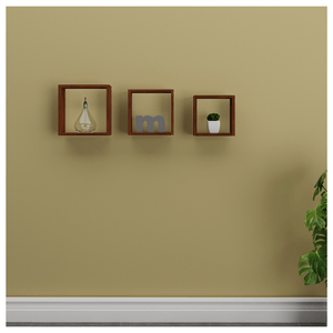 Repisas Cubo En Madera Set De 3 30cm / 27cm / 24cm Cafe