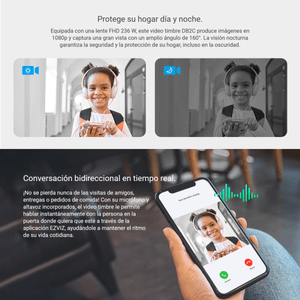 Video Cámara Timbre Inteligente Wifi Audio Bidireccional Alarma Ezviz DB2C