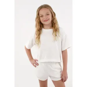 Camiseta básica manga corta crudo para niña