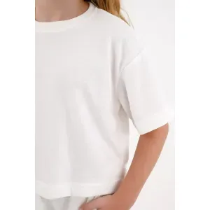 Camiseta básica manga corta crudo para niña