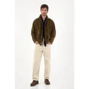 Chaqueta en denim velvet café para hombre