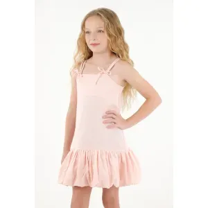 Vestido corto con bolero en falda rosado para niña