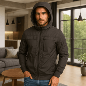 Chaqueta Impermeable GO Giache Para Hombre Con Capucha Removible Bora Gris