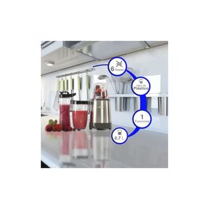 Licuadora Kalley 700 ml Acero Inoxidable Vaso Deportivo + Termo Portátil