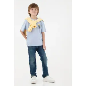 Jean Recto clásico tono medio azul para niño