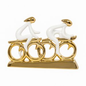 Figura Decorativa Bench De Ciclistas Modernos 31x20 Cm