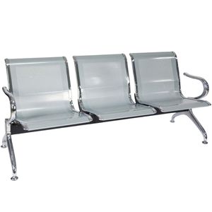 Silla Tandem 3 Puestos Gris Espera Alto Trafico Metalica Aaa