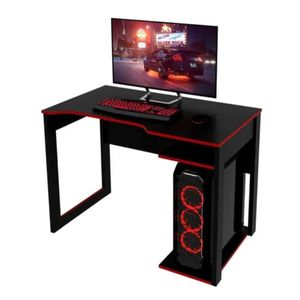 Escritorio Gamer Bonno Thonet Negro Con Rojo