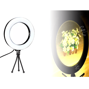 Aro De Luz 16 Cm + Trípode De Mesa Audio Video Control Bluetooth