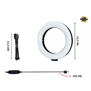 Aro De Luz 16 Cm + Trípode De Mesa Audio Video Control Bluetooth