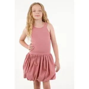 Vestido con falda abombachada rosado para niña
