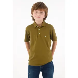 Polo de cuello clásico y manga corta verde para niño