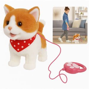 Gato Peluche Interactivo Repite Voz Correa Juguete Niños