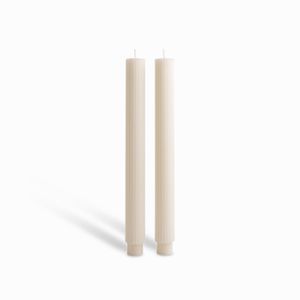Velas largas rayas Ivory 27cm set x2