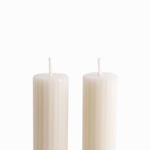Velas largas rayas Ivory 27cm set x2