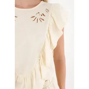 Camisa manga sisa con boleros crudo para mujer