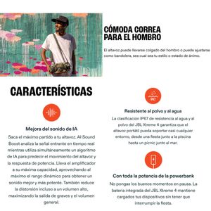 Altavoz Portátil JBL Xtreme 4 Resistente al Agua y al Polvo IP67 con Sonido JBL Pro, Negro