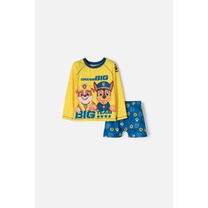 Conjunto de baño de Paw Patrol amarillo y azul manga larga para niño 2T a 5T