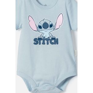 Body de Lilo y Stitch azul con ajuste en entrepierna para bebé niña