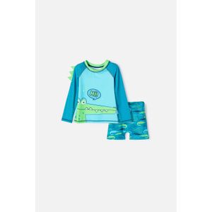 Conjunto de baño de LittleMic manga larga verde para niño 2T a 5T