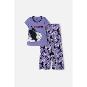 Pijama de Kuromi lila y negra con pantalón largo para niña