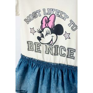 Vestido de Minnie Mouse marfil de falda con boleros para niña