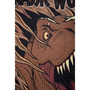 Camiseta de Jurassic World café estampada en frente para niño