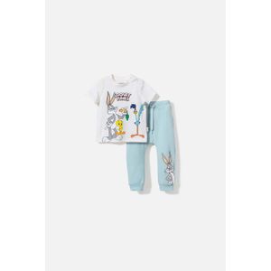 Conjunto de Looney Tunes con pantalón marfil y azul bebé unisex