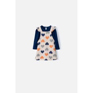 Vestido LittleMic tipo jardinera azul y caqui para bebé niña