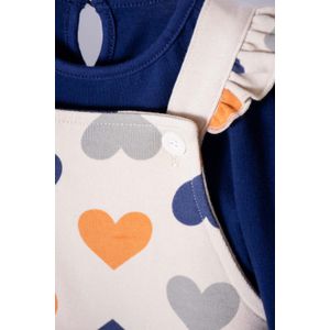 Vestido LittleMic tipo jardinera azul y caqui para bebé niña